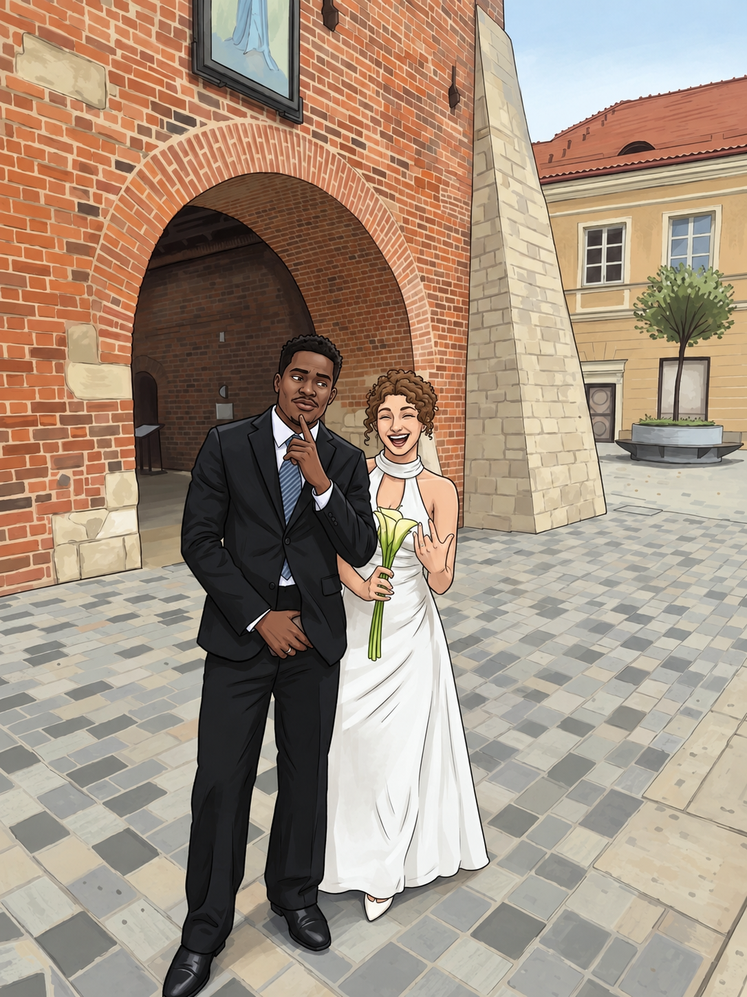 Illustrated wedding memory of Maja and Todimu