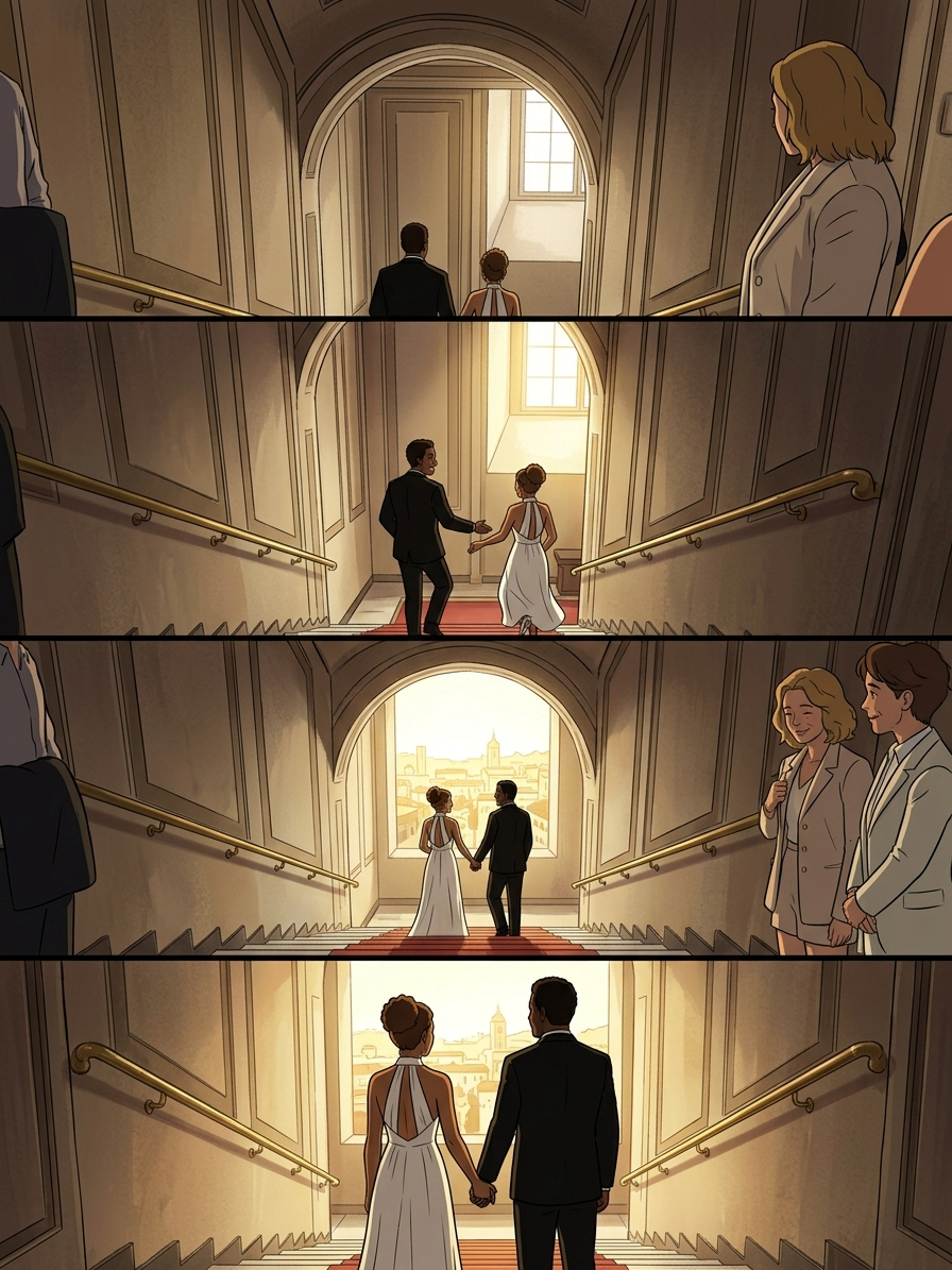 Illustrated story of Maja and Todimu walking together