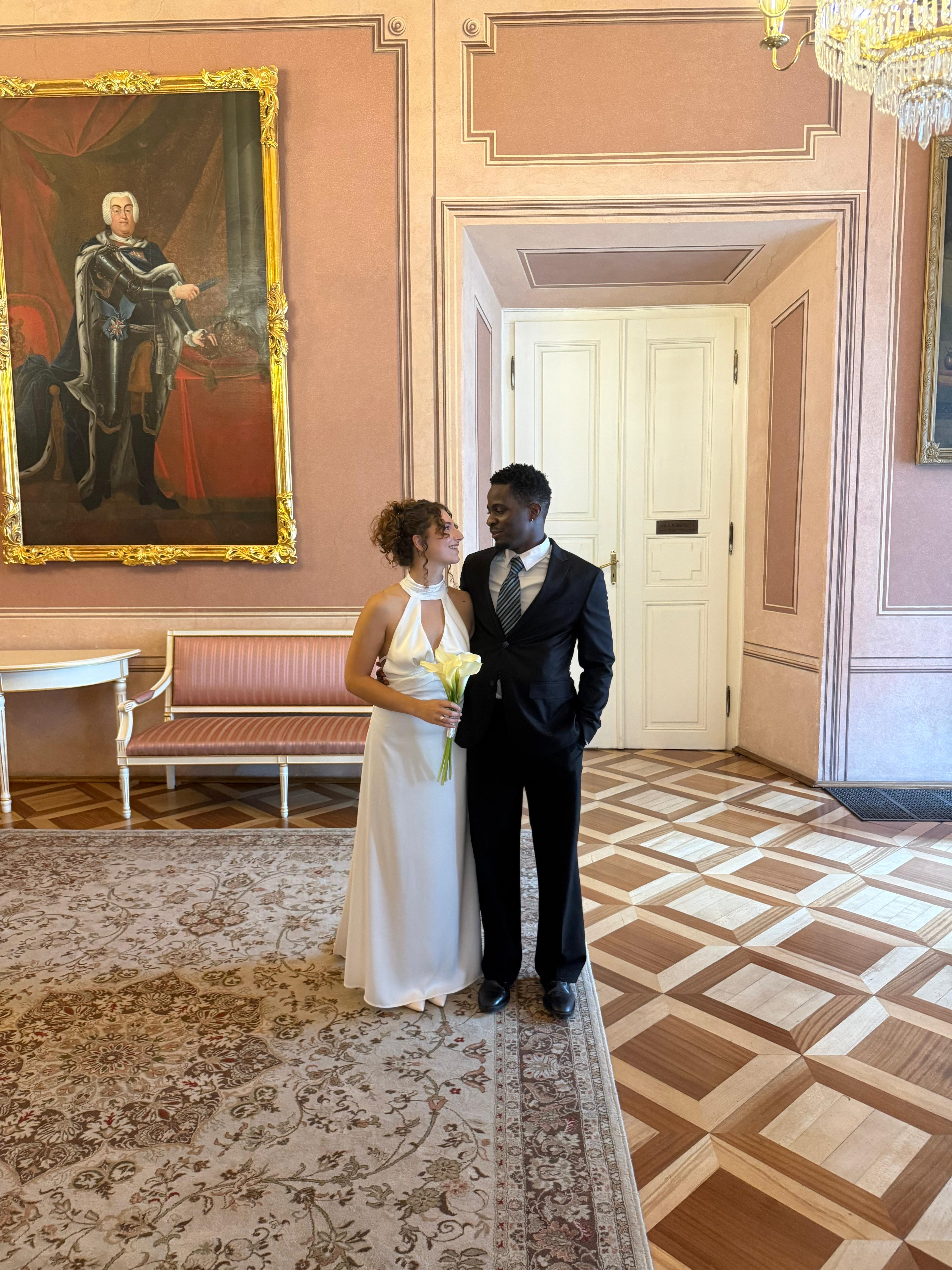 Maja and Todimu together on their wedding day